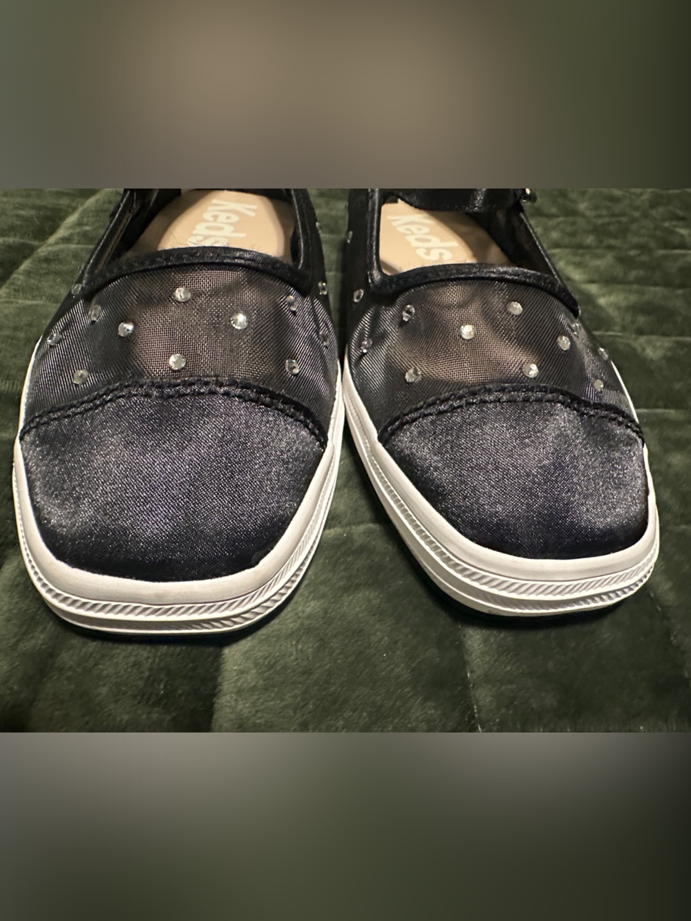 Keds Black Mary Jane Flats with Rhinestone Mesh - Picture 3 of 16